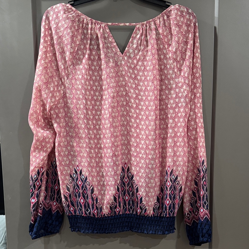 Lucky Brand Pink and Navy Blouse - Picture 6 of 6